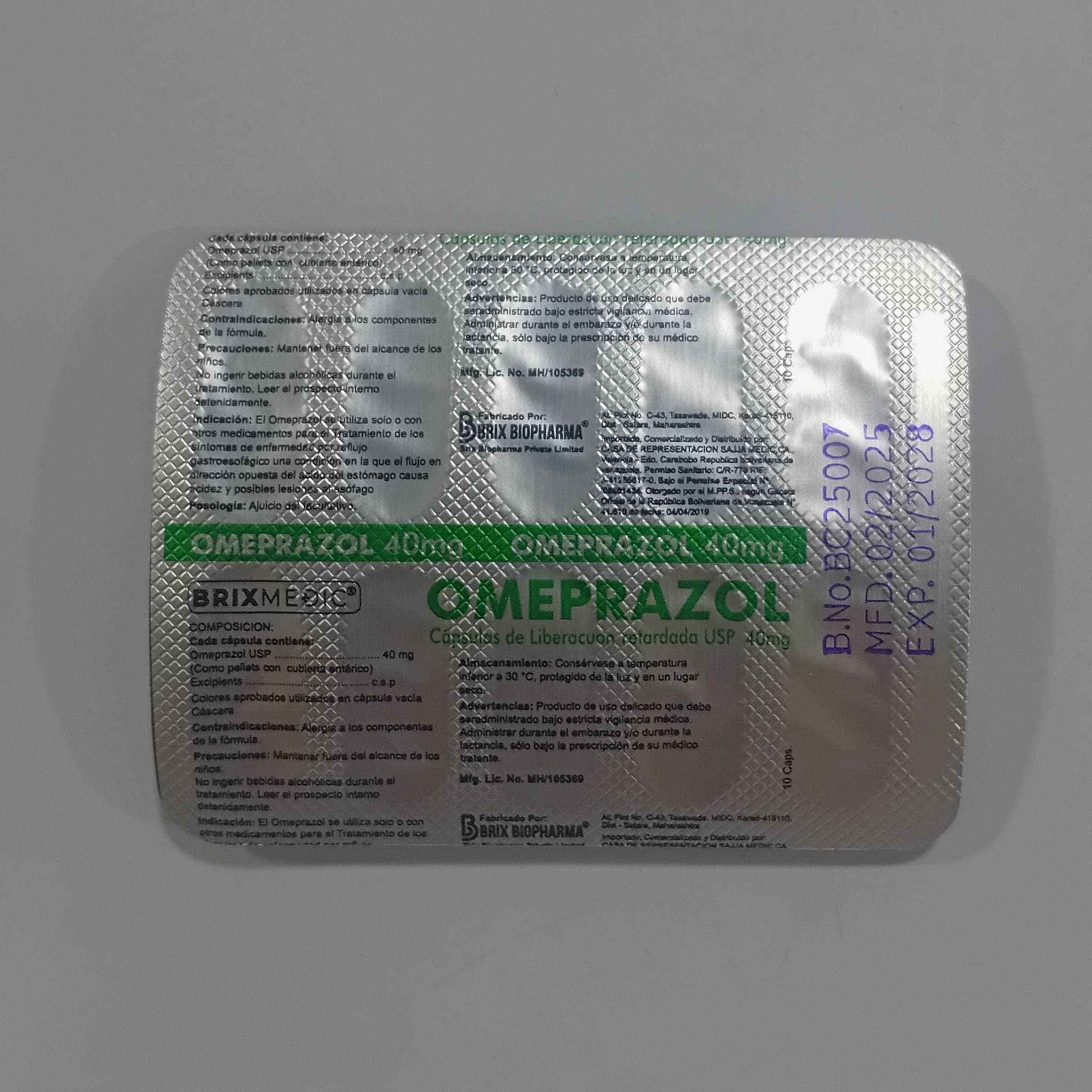 OMEPRAZOL 40MG* 10CAPS(BLISTER) BRIXMEDIC