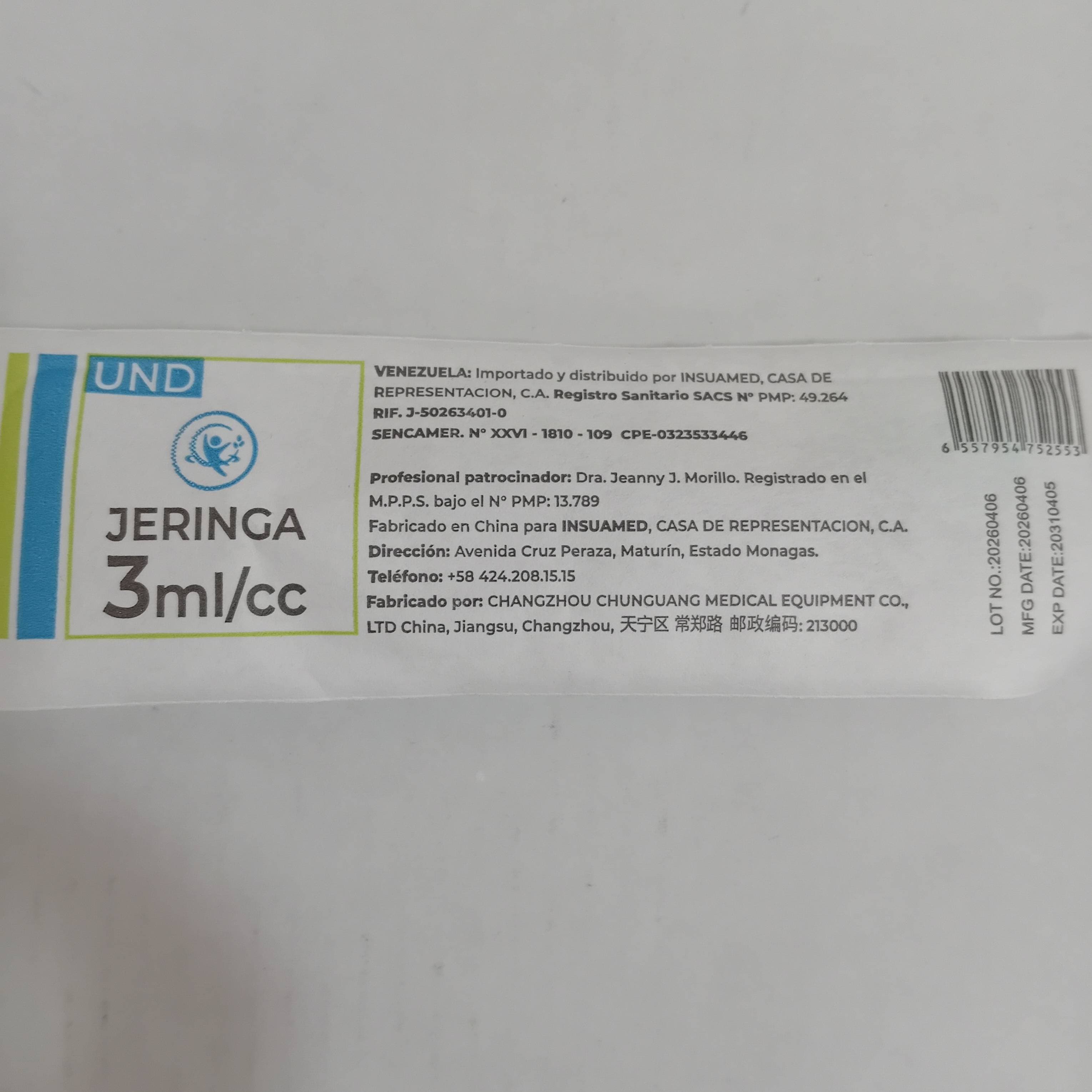 JERINGA 3ML/CC 21G X 1 1/2" CON AGUJA CAJA X 1 UND INSUAMED